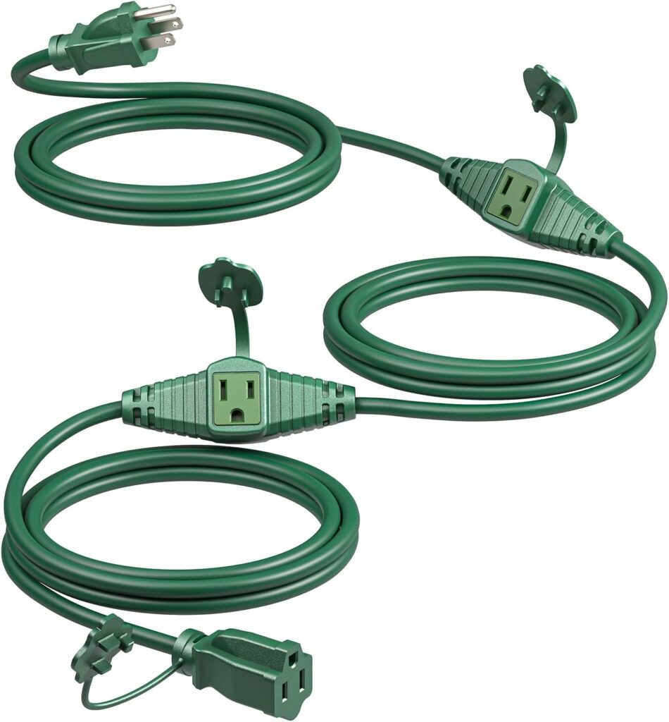Outdoor Extension Cord Holiday Decorating Multiple Plugs