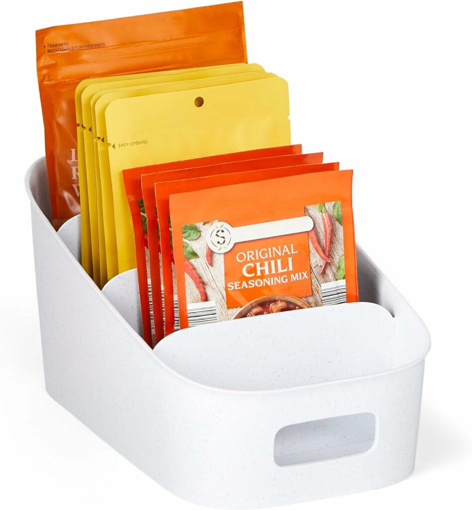 Raised Divided Bin for Pantry.Sauce Packet Organizer
